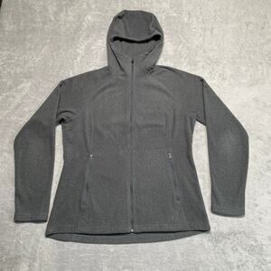 REI Hoodie Womens Large Grey Full Zip Fleece Layering Outdoor Performance Hiking
